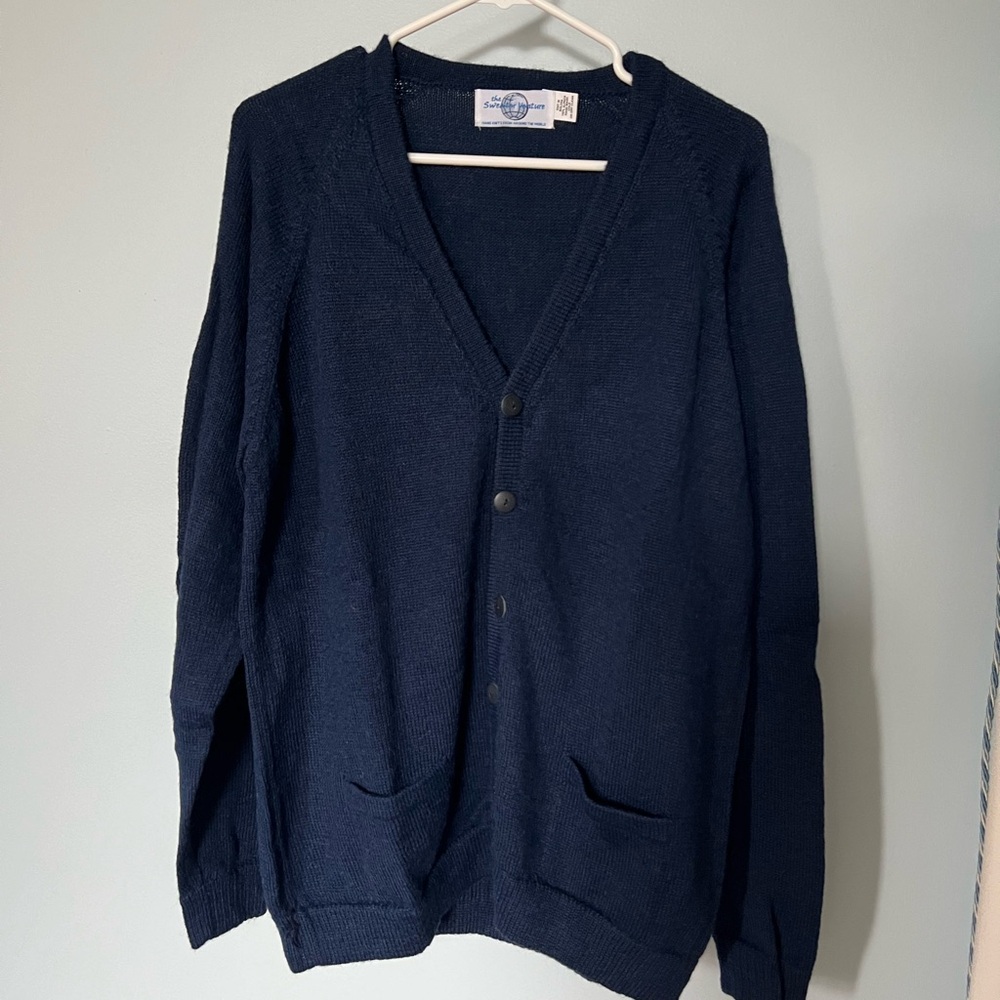 The Sweater Venture 100% Alpaca Women’s Cardigan Sweater Size XL - Navy Blue